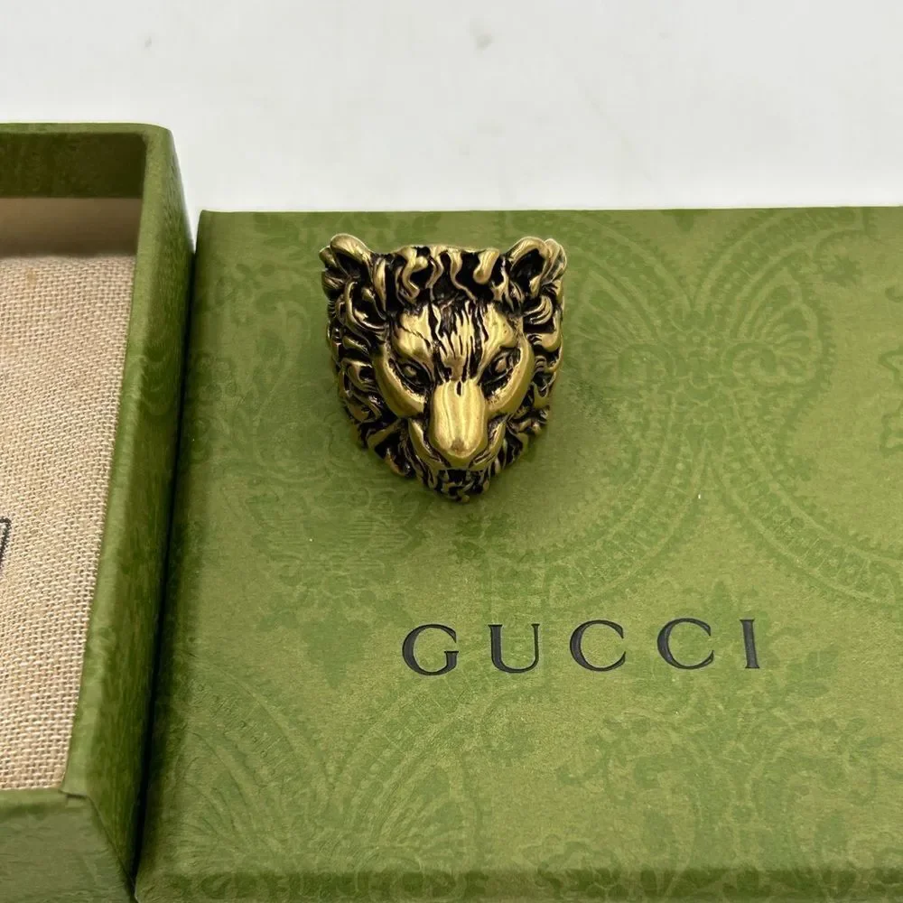 Unisex Gucci iconic Lionhead ring size 10 made in Italy